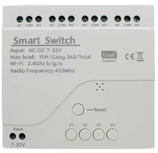 4 канальне розумне WiFi реле Tuya Smart switch  16A(всього) бездротовий перемикач з сухими контактами 4ch-wifi-relay-5v фото