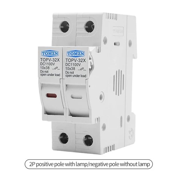 Тримач з 2-ма запобіжниками 15A 10х38мм 1100V DC для сонячних панелей (PV систем) TOMZN TOPV-32 24091092 фото