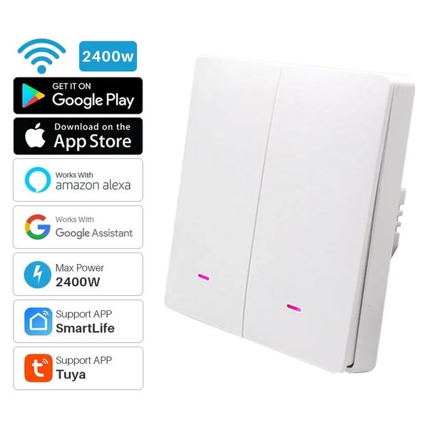 Розумний вимикач Elivco Wifi Tuya Smart Life (2 клавіші, фаза, нуль) 24050634 фото