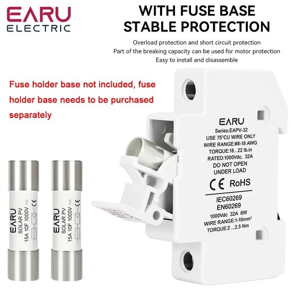 Запобіжник циліндричний плавкий 10x38мм 20А EARU для сонячних панелей (PV систем) gPV SOLAR PV - 1 шт 240910132 фото