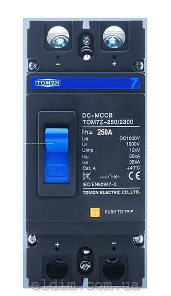 Автоматический двухполюсный выключатель постоянного тока MCCB DC 1000V 2Р TOMZN TOM7Z-250/2300 35kA 160А tom7z-250/2300-2p-1000-160a фото
